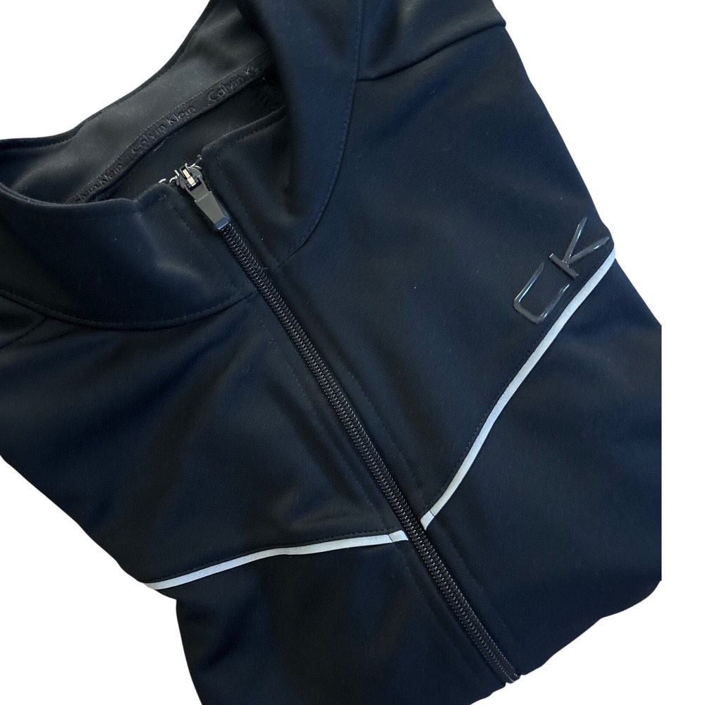 Calvin Klein Performance Mens XL Track Jacket Black Full Zip Reflective Piping - Picture 13 of 13